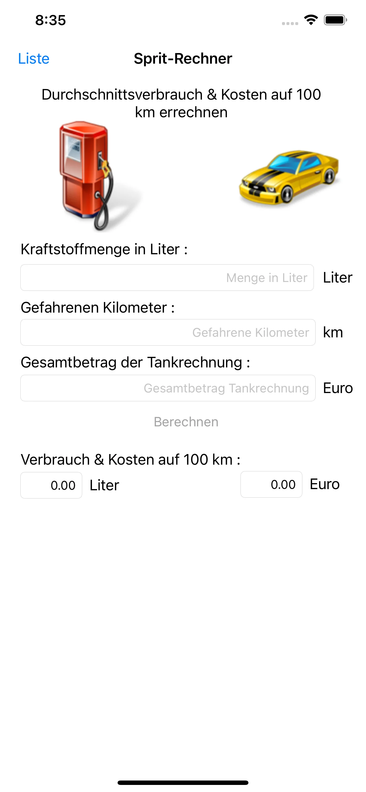 Sprit-Rechner Screenshot 1