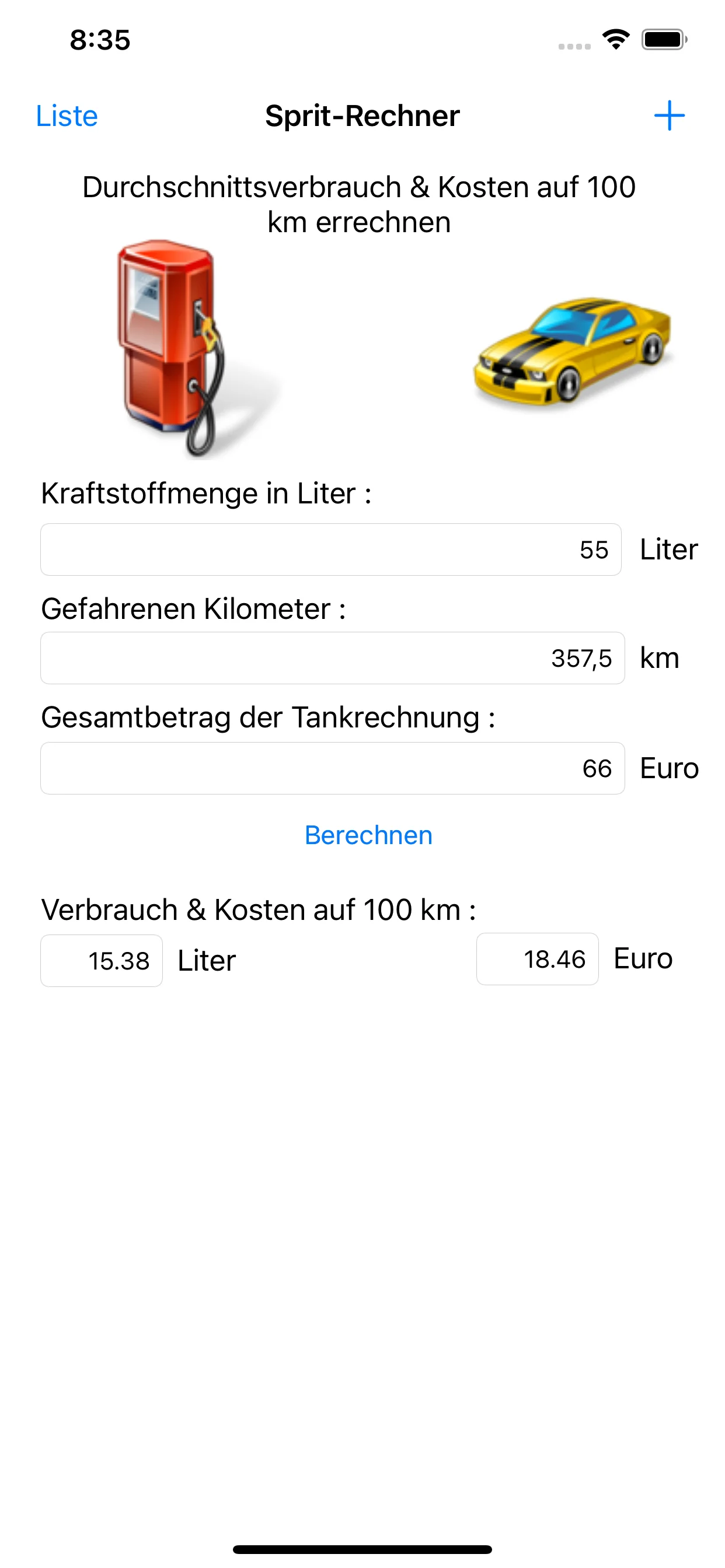 Sprit-Rechner Screenshot 2